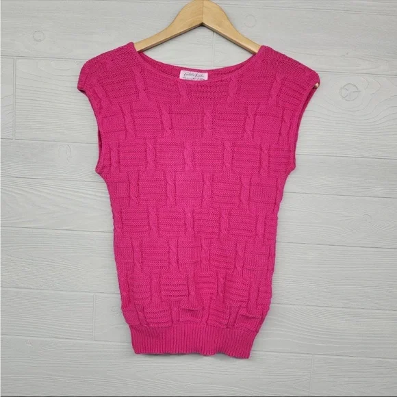 Knit Sleeveless Sweater 100% cotton Made in USA - Picture 1 of 7
